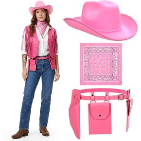 Adult Cowboy Costume Accessories Set Western Cowboy Hat, Classic Bandana & Adjustable Holster Belt for Halloween in Saudi Arabia