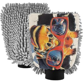 قفاز غسيل السيارات من AIXIWAWA، قفاز غسيل مقاوم للخدش، ماص للماء، 2 عبوة زرافة كبيرة بطباعة جدارية in Kuwait