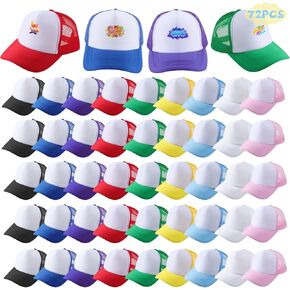 72 Pack Sublimation Trucker Hats, Adjustable Mesh DIY Baseball Caps, Multicolored Heat Transfer Bulk for Men & Women in Saudi Arabia