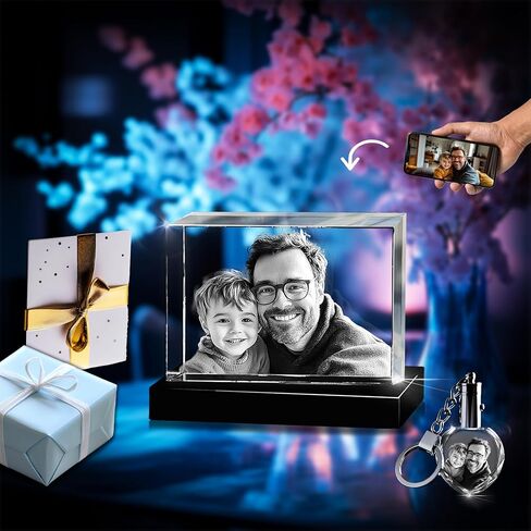 3D innovation 3D Crystal Photo, Personalized Memorial Gifts for Mom, Dad, Wife, Men, Pets, Custom Glass Picture in Crystals, Rectangle Laser Etched Crystal, Sympathy Gifts for Loss of Loved One in Saudi Arabia