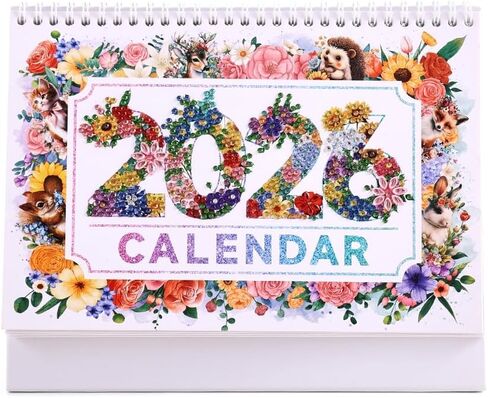 2026 Calendar Desk Calendar DIY Diamond Painting Art with Animals theme Calendar, Monthly Flip Planner with To-Do List, Handmade Craft for Office & Home Decor Gift in Kuwait