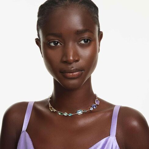 Swarovski Gema necklace, Mixed cuts, Multicolored, Gold-tone plated in Saudi Arabia