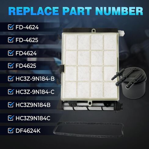 6.7 عنصر فلتر وقود الديزل Powerstroke، فاصل الوقود/الماء متوافق مع 2017-2023 Ford F250 F350 F450 F550 Super Duty 6.7L V8 استبدال FD-4624، FD-4625، HC3Z-9N184-B، HC3Z-9N184-C، DF4624K in Kuwait