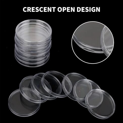 100 Pieces Silver Dollar Coin Capsules, 40.6mm Clear Plastic Eagles Coin Capsules with Storage Organizer Box, Round Coin Collecting Case for Coin Collection in Kuwait
