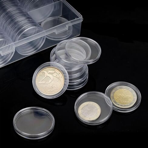 100 Pieces Silver Dollar Coin Capsules, 40.6mm Clear Plastic Eagles Coin Capsules with Storage Organizer Box, Round Coin Collecting Case for Coin Collection in Kuwait