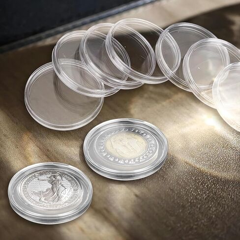 100 Pieces Silver Dollar Coin Capsules, 40.6mm Clear Plastic Eagles Coin Capsules with Storage Organizer Box, Round Coin Collecting Case for Coin Collection in Kuwait