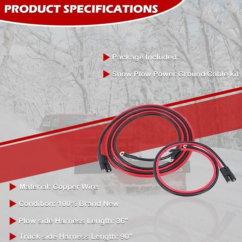 Power Ground Cable Truck Side HYD01684 & Plow Side HYD01690 Replace BOSS Snow Plow Wiring Harness in Saudi Arabia