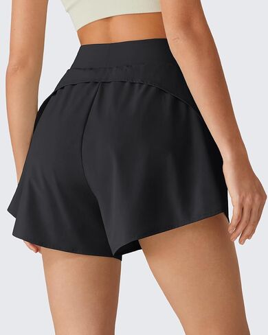 G4Free Chillwhisp Workout Shorts Women 2.5" A Line Elastic Waistband with Zipper Pockets for Running Casual Summer in Saudi Arabia