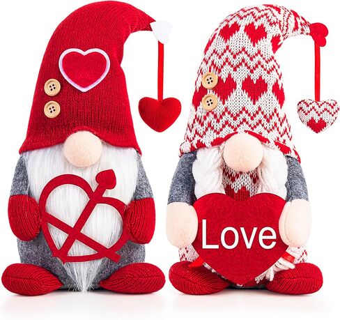 LEKSON Valentines Day Decorations -Valentines Day Gnome Decor Gifts, Handmade Plush Gnome Couple with Heart and “Love" Heart, Romantic Red Valentines Day Gift for Couples, Anniversary Home Decor in Saudi Arabia