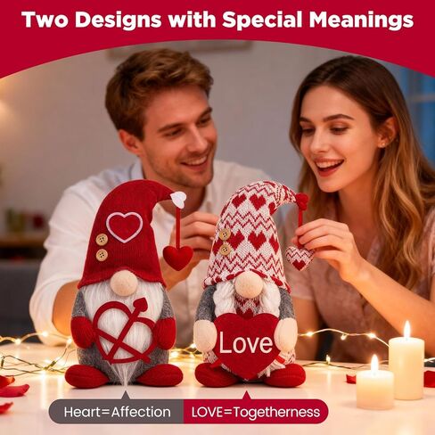 LEKSON Valentines Day Decorations -Valentines Day Gnome Decor Gifts, Handmade Plush Gnome Couple with Heart and “Love" Heart, Romantic Red Valentines Day Gift for Couples, Anniversary Home Decor in Saudi Arabia