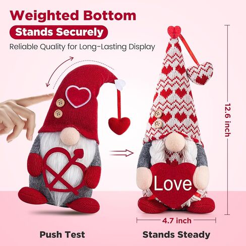 LEKSON Valentines Day Decorations -Valentines Day Gnome Decor Gifts, Handmade Plush Gnome Couple with Heart and “Love" Heart, Romantic Red Valentines Day Gift for Couples, Anniversary Home Decor in Saudi Arabia