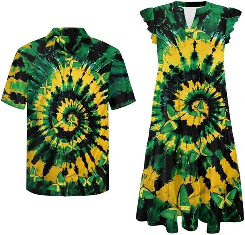 Couples Matching Outfits Buttom Down Shirt Men Classic Flowy Casual Dresses for Women in Saudi Arabia
