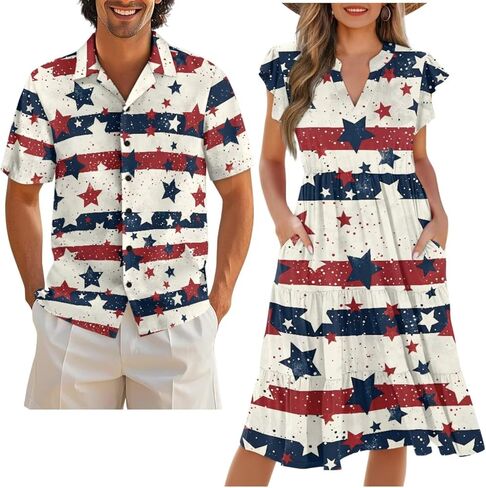 Couples Matching Outfits Buttom Down Shirt Men Classic Flowy Casual Dresses for Women in Saudi Arabia