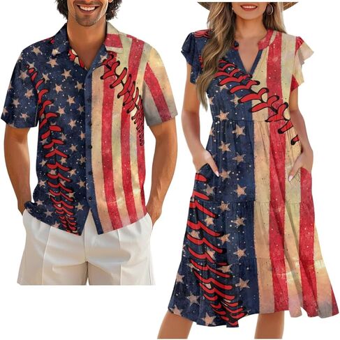 Couples Matching Outfits Buttom Down Shirt Men Classic Flowy Casual Dresses for Women in Saudi Arabia