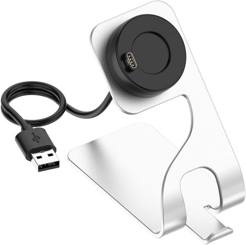 قواعد شحن كابل USB لـ Garmin Fenix ​​7 7X 7S، Garmin Fenix ​​6 6X 6S، Garmin Fenix ​​5 5X 5S، Garmin Epix 2، Garmin Venu 2 2S 2 Plus شاحن الساعة الذكية (فضي) in Saudi Arabia