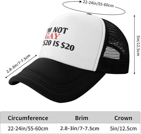 I'm Not Gay But $20 is $20 Trucker Hat Funny Baseball Caps Unisex Classic Mesh Fishing Hat for Men and Women Black in Kuwait