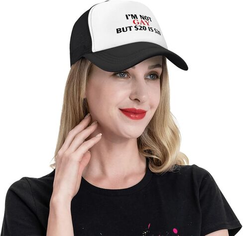 I'm Not Gay But $20 is $20 Trucker Hat Funny Baseball Caps Unisex Classic Mesh Fishing Hat for Men and Women Black in Kuwait