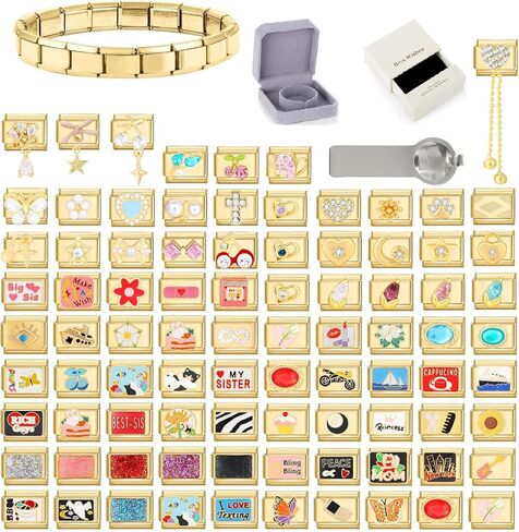 papasgix Custom Italian Charm Bracelet Charms Gold Set 10 Personalized Charm Brascelets 9mm Assorted Italian Charms Bracelet Links Handmade DIY Jewelry Colourful in Saudi Arabia