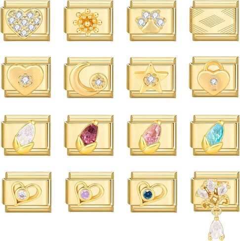 papasgix Custom Italian Charm Bracelet Charms Gold Set 10 Personalized Charm Brascelets 9mm Assorted Italian Charms Bracelet Links Handmade DIY Jewelry Colourful in Saudi Arabia