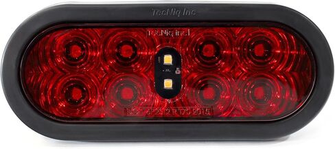 تكنيك T70-RW0T-6 | ضوء LED أحمر بيضاوي STTR مقاس 6 بوصات - عدسة حمراء، حامل بحلقة معدنية، PL-3، معتمد من DOT، مقاوم للماء IP68، ضوء مقطورة/شاحنة/RV 12 فولت، حزمة واحدة in Saudi Arabia