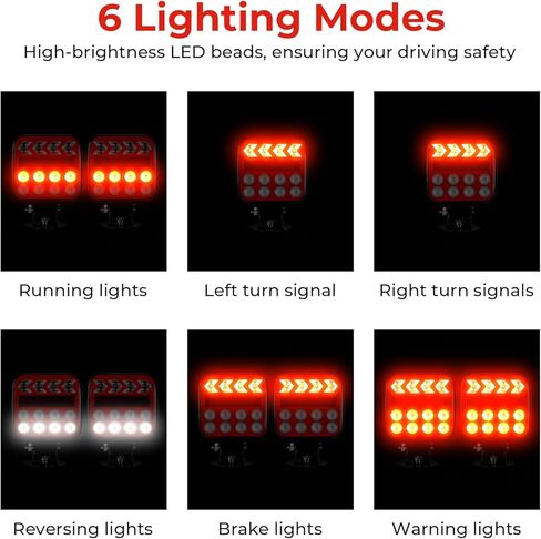Wireless Trailer Lights - Adjustable Angle Strong Magnetic LED Trailer Light with Rechargeable, IP67 Waterproof, 6 Lighting Modes, Tail Light Covers for Vehicle, RVs, Trucks, Boats(Black) in Saudi Arabia