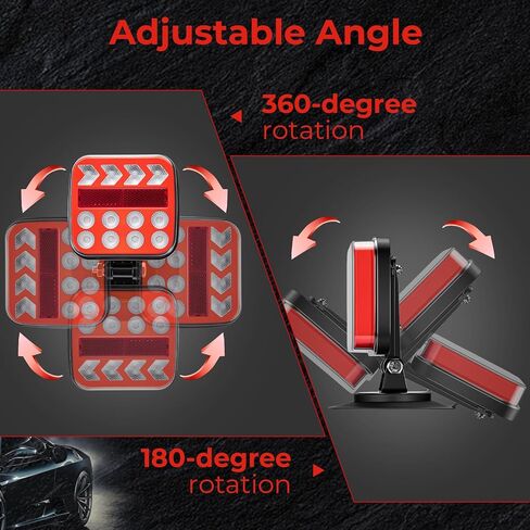 Wireless Trailer Lights - Adjustable Angle Strong Magnetic LED Trailer Light with Rechargeable, IP67 Waterproof, 6 Lighting Modes, Tail Light Covers for Vehicle, RVs, Trucks, Boats(Black) in Saudi Arabia