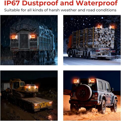 Wireless Trailer Lights - Adjustable Angle Strong Magnetic LED Trailer Light with Rechargeable, IP67 Waterproof, 6 Lighting Modes, Tail Light Covers for Vehicle, RVs, Trucks, Boats(Black) in Saudi Arabia