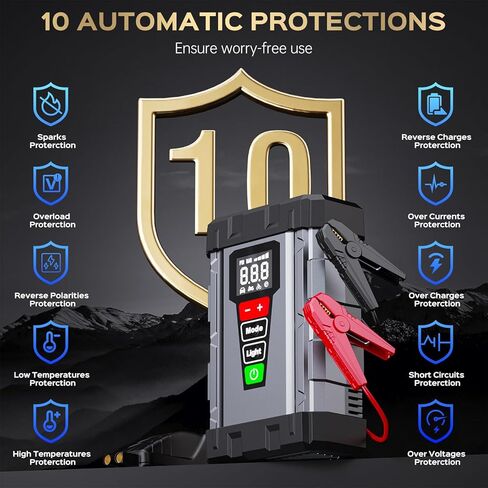 Jump Starter with Air Compressor, 3000A Car Battery Jumper Starter Portable (8L Gas/6L Diesel),12V Jump Box Car Battery Jump Starter with Tire Inflator, Jumper Cables, LED Light, 10-Safety Protection in Saudi Arabia