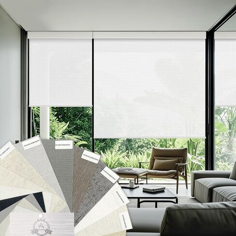 Aprilsmart Motorized Blinds with Remote,Light Filtering Motorized Roller Shades Work with Apple Homekit,Alexa,SmartThings,Google Home,Customize Blinds(White-Fabric Sample) in Saudi Arabia