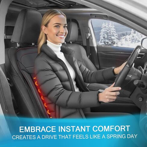 3 in 1 Cooling Car Seat Cover with Massage & Temp Control - Universal 12V Cooling Seat Cover for Car, Truck, SUV - Cooling Car Seat Cushion Front Seat Fits Summer Winter (Black1) in Kuwait