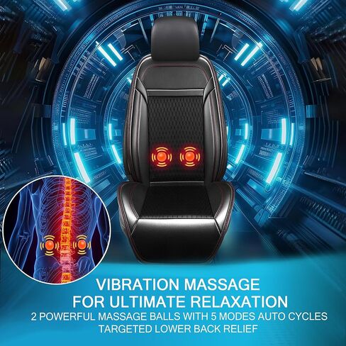 3 in 1 Cooling Car Seat Cover with Massage & Temp Control - Universal 12V Cooling Seat Cover for Car, Truck, SUV - Cooling Car Seat Cushion Front Seat Fits Summer Winter (Black1) in Kuwait