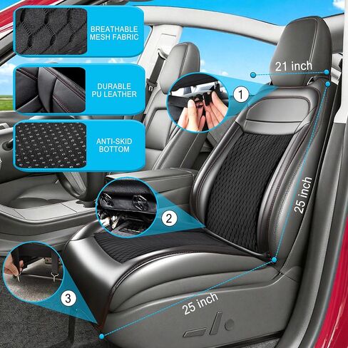 3 in 1 Cooling Car Seat Cover with Massage & Temp Control - Universal 12V Cooling Seat Cover for Car, Truck, SUV - Cooling Car Seat Cushion Front Seat Fits Summer Winter (Black1) in Kuwait