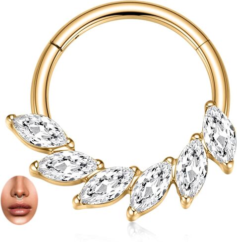 PEAKLINK 16G الحاجز الفرس حلقة التيتانيوم الأنف هوب الدائري مع تشيكوسلوفاكيا Daith ثقب المجوهرات Rook Tragus Snug Helix Conch الغضروف هوب القرط للنساء 8 مم 10 مم in Saudi Arabia