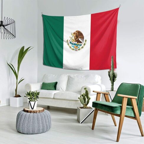 نسيج تزيين الحائط من COWDIY - تعليق جدار فني هيبي بعلم المكسيك - مفارش مائدة كبيرة جدًا مقاس 60 × 40 بوصة لغرفة النوم وغرفة المعيشة وغرفة النوم وديكور المنزل (نسيج مكسيكي، 60 × 40 بوصة) in Kuwait