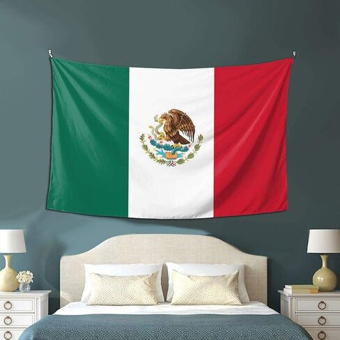 نسيج تزيين الحائط من COWDIY - تعليق جدار فني هيبي بعلم المكسيك - مفارش مائدة كبيرة جدًا مقاس 60 × 40 بوصة لغرفة النوم وغرفة المعيشة وغرفة النوم وديكور المنزل (نسيج مكسيكي، 60 × 40 بوصة) in Kuwait