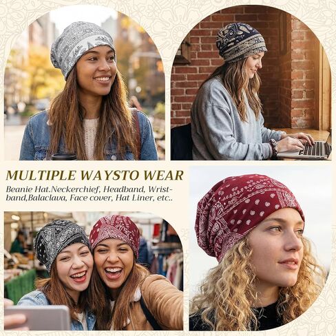 8 Pieces Pre-Tied Head Scarf Chemo Headwear for Women Baggy Slouchy Chemo Hat Cancer Headwear for Hair Loss with Elastic Print Pullover Style Turban Hat for Women Men Multicolor in Saudi Arabia