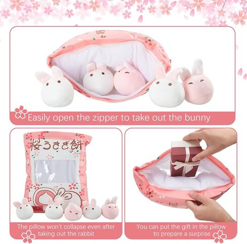 Civaner Cute Plush Pillow Kawaii Room Decor Throw Pillow Removable Stuffed Animal Fluffy Christmas Home Decor Gifts(Bunny) in Saudi Arabia