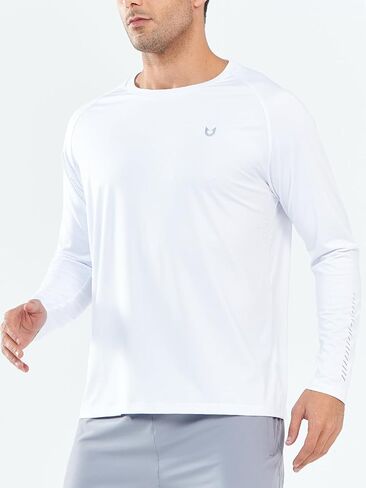 Mens Long Sleeve Workout Shirts Quick Dry Lightweight Sun Protection Rash Guard Beach Swim Shirt in Saudi Arabia
