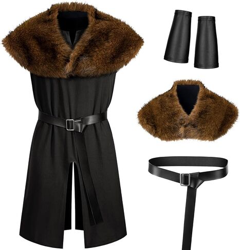 مجموعة إكسسوارات أزياء الهالوين للرجال من عصر النهضة القرون الوسطى روب فايكنغ واريور لارب تونيك للهالوين in Kuwait