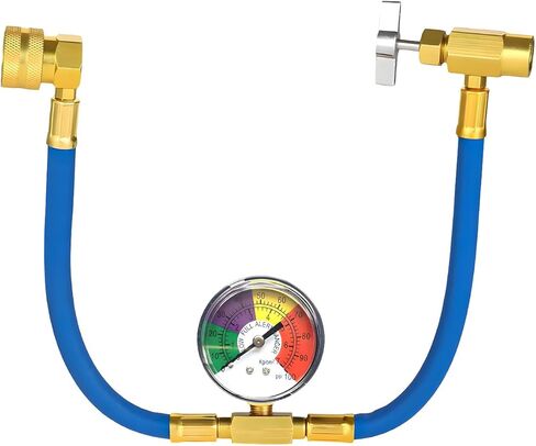 R134A AC Refrigerant Charge Hose Kit, 1/2" Can Tap Dispensing Valve Recharge Hose with Pressure Gauge, Self-Sealing R-134a Refrigerator Freon Recharge Kit for Car Home A/C System in Saudi Arabia