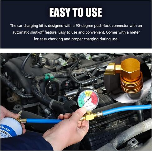 R134A AC Refrigerant Charge Hose Kit, 1/2" Can Tap Dispensing Valve Recharge Hose with Pressure Gauge, Self-Sealing R-134a Refrigerator Freon Recharge Kit for Car Home A/C System in Saudi Arabia