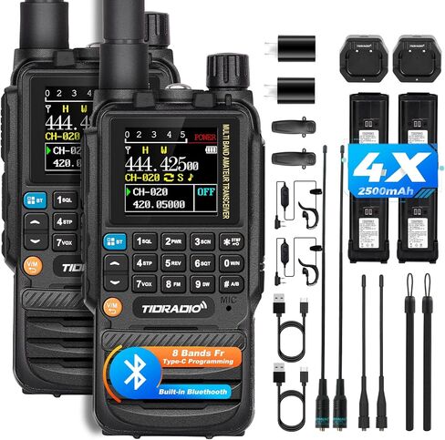 راديو TIDRADIO TD-H3 GMRS محمول، نوع C وبرمجة لاسلكية، راديو محمول GMRS متعدد النطاقات، مطابقة التردد، قفل DTMF، NOAA FM AM، عبوة واحدة (أخضر) in Kuwait