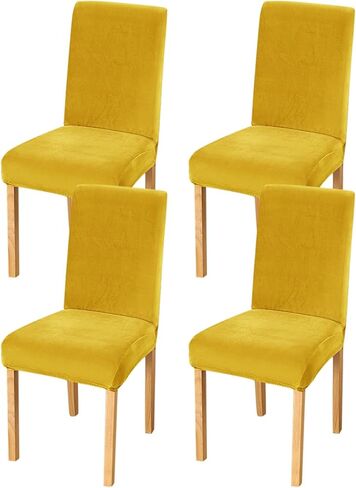 Rakila Velvet Dining Chair Covers Set of 2, Soft Stretch Washable Chair Slipcovers Protector for Home, Restaurant (Brown, 2 Pack) in Saudi Arabia