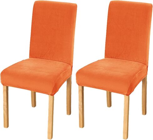 Rakila Velvet Dining Chair Covers Set of 2, Soft Stretch Washable Chair Slipcovers Protector for Home, Restaurant (Brown, 2 Pack) in Saudi Arabia