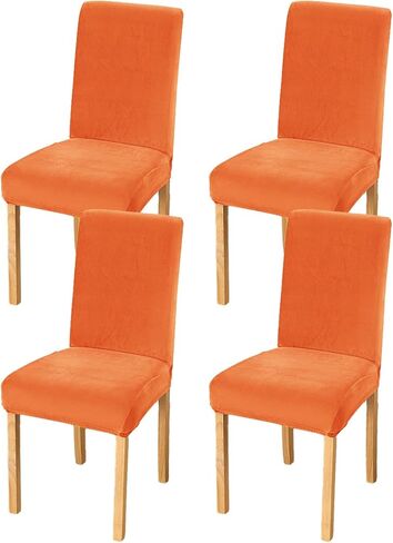 Rakila Velvet Dining Chair Covers Set of 2, Soft Stretch Washable Chair Slipcovers Protector for Home, Restaurant (Brown, 2 Pack) in Saudi Arabia