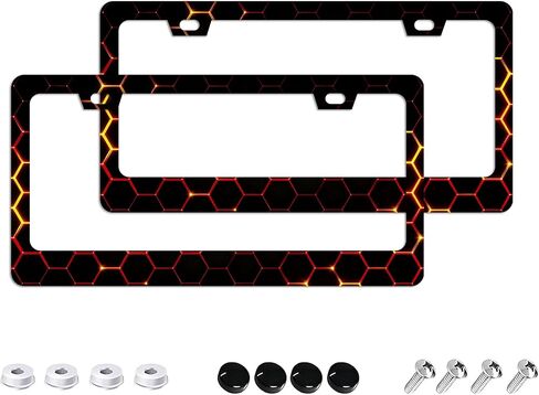 Anime License Plate Frames - 2 Pack 2 Holes Stainless Steel Metal Auto Car Accessories Decoration License Plate Frame Cover 12.2" x 6.3" for Women Men in Saudi Arabia
