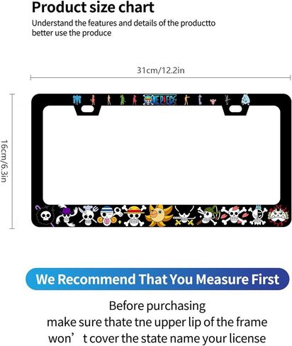 Anime License Plate Frames - 2 Pack 2 Holes Stainless Steel Metal Auto Car Accessories Decoration License Plate Frame Cover 12.2" x 6.3" for Women Men in Saudi Arabia