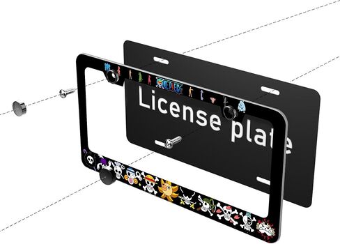 Anime License Plate Frames - 2 Pack 2 Holes Stainless Steel Metal Auto Car Accessories Decoration License Plate Frame Cover 12.2" x 6.3" for Women Men in Saudi Arabia