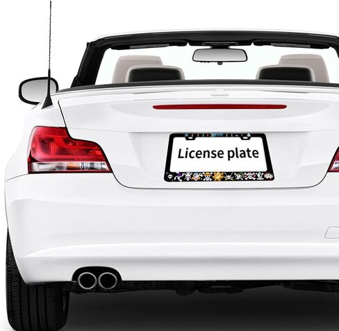 Anime License Plate Frames - 2 Pack 2 Holes Stainless Steel Metal Auto Car Accessories Decoration License Plate Frame Cover 12.2" x 6.3" for Women Men in Saudi Arabia