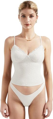 SUUKSESS Women Sexy Lace Padded Tank Tops Double Lined V Neck Y2k Going Out Top in Saudi Arabia